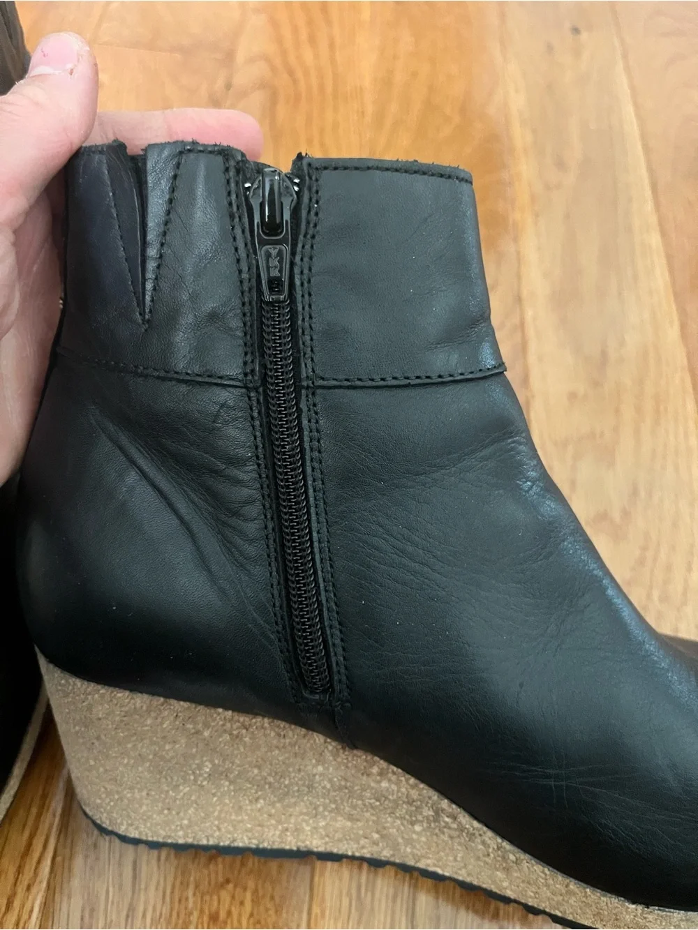 Papillo black  Wedge Ankle Boots - Women's Leather Platform Booties
